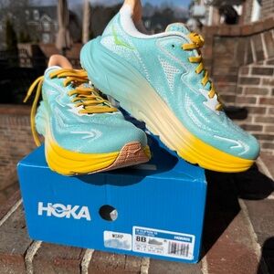 Hoka Women's Aqua and Yellow Athletic Shoes NWT SIZE 8